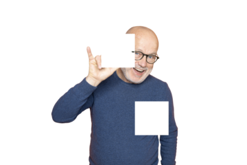 A man with three fingers waving happily