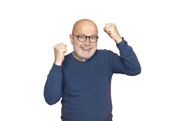 A man with his fists raised in victory
