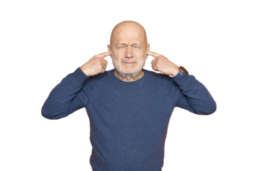 a man covering his ears with his fingers
