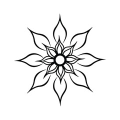 sun mandala tattoo flame like petal pattern vector line art