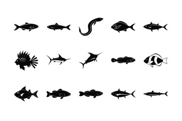 Naklejka premium Fish silhouette vector bundle illustration