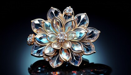 Fototapeta premium sparkling crystal flower brooch elegant jewelry design