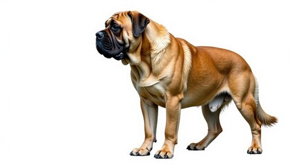 Obraz premium Majestic mastiff, powerful stance, white background, paws, giant