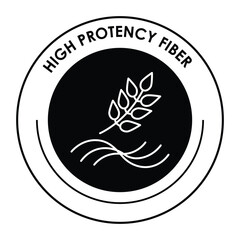  Vector icon for high potency fiber. Illustrates a plant leaf and waves, symbolizing dietary fiber for digestion and wellness.