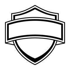 black icon shield with empty ribbon for text or other without background