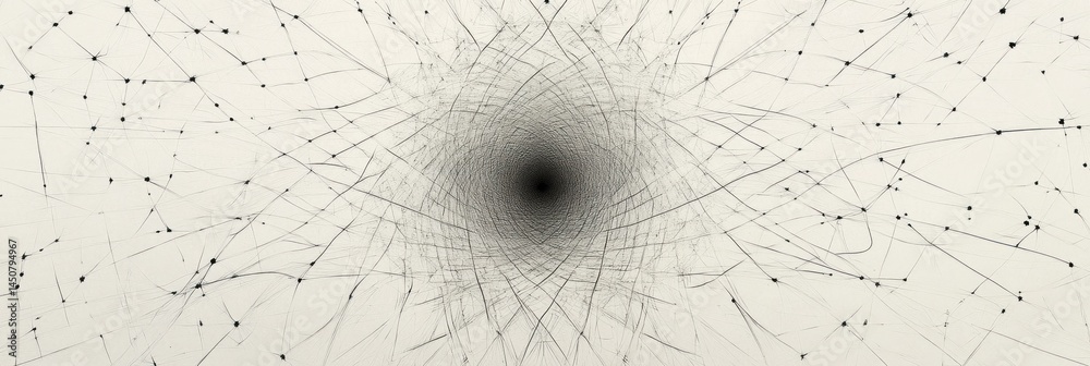Poster abstract network with a central point, creating sense of depth and connection