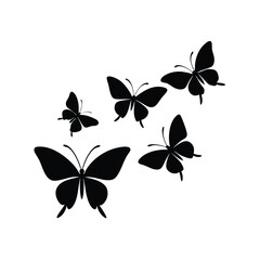 Graceful Butterfly Vector in Black Silhouette