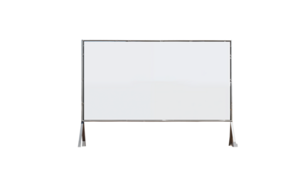 Isolated view of a whiteboard with a metal frame isolated on transparent background	