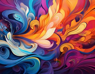 vibrant and expressive abstract art featuring colorful swirls and intriguing textures for visual appeal