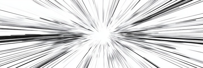 Monochrome abstract background with motion lines radiating from center
