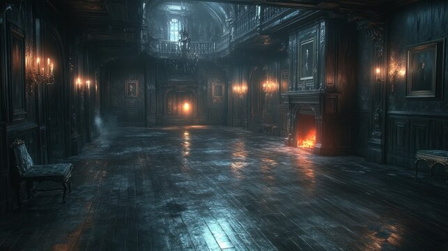 Dark, gothic mansion interior - Powered by Adobe