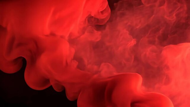Mesmerizing red smoke swirls in dynamic motion against a dark background