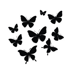Silhouette Design of Flying Butterflies