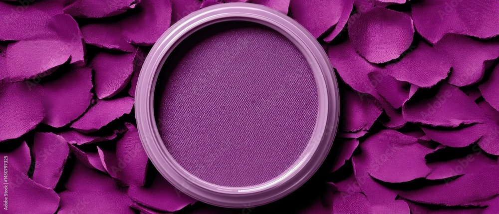 Poster elegant purple petals surrounding a circular container create a textured background with a soft and 