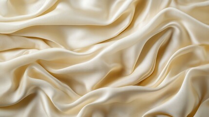 Fototapeta premium Luxury Silk Fabric Wallpaper with Wrinkles and Folds. Gold, Wavy Material Background. Generative AI.