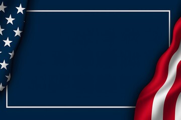 Abstract Memorial Day patriotic design with American flag corners on deep blue background, symbolic USA tribute honoring veterans, bravery, and national pride. Copy Space.