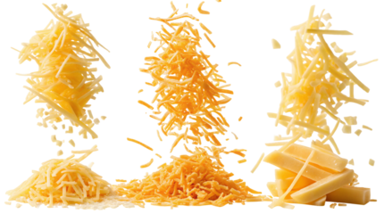 Assorted Shredded Cheeses Displayed in a Bright Setting for Culinary Inspiration