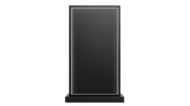 Illuminated panel with a thin white border isolated on transparent background	