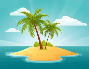 desert tropical island with palm trees