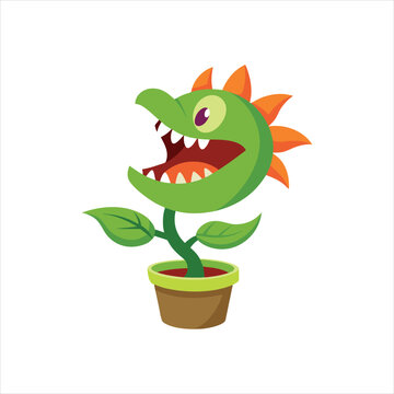 Cute Cartoon Venus Flytrap Character Vector Art