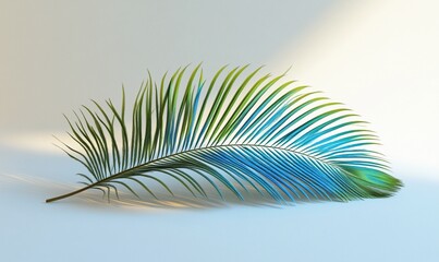 Fototapeta premium Elegant palm frond casts gentle shadow