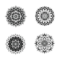 Obraz premium Intricate Mandala Designs Black and White Floral Vector Set