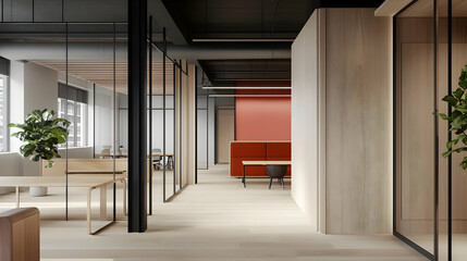 Fototapeta premium Modern Open-Plan Office Interior Design Corridor