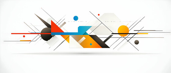 Abstract Geometric Composition With Multicolor Shapes