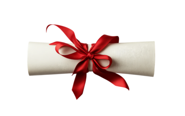 Graduation Cap and Rolled Diploma with Red Ribbon, Celebrating the Pride of Graduation Day isolated on white background PNG