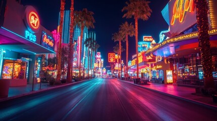 Obraz premium Vibrant Neon Lights of the Las Vegas Strip at Night