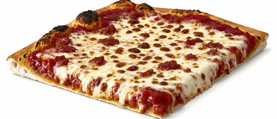 Square Pizza Slice With Red Sauce And Melted Cheese