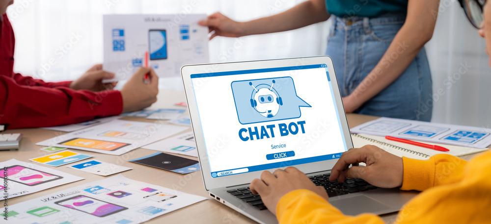 Poster chatbot software application for brisk online business that automatically reply to customer question