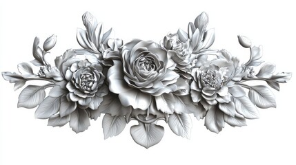 Design of floral vignette illustration isolated on white background