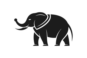 Obraz premium An impressive solid black elephant gracefully showcases its powerful stature against a transparent backdrop