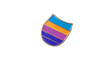 Close-up of a genderqueer pride enamel pin on a denim jacket representing solidarity, pride, and gender diversity isolated on white background PNG