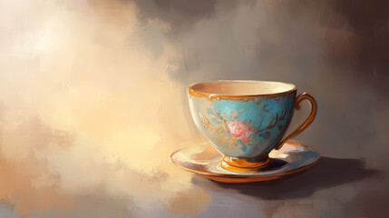 Fototapeta premium The background is blurred, focusing attention solely on the cup and its elegant detail.