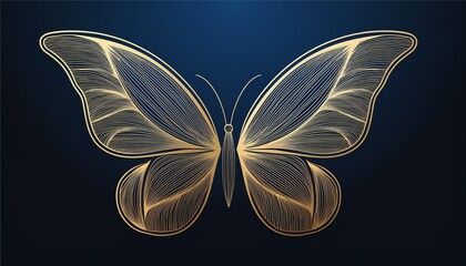 butterfly wings logo abstract luxury design linear outline style