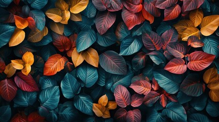 Abstract foliage botanical seamless background. Colorful wallpaper of tropical plants, flowers, floral, leaf branches. Foliage of exotic plants in summer for banner, prints, decor, wall art. illustra