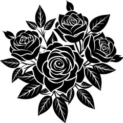 A vintage black and white rose vector illustration showcases a floral design element perfect for a seamless pattern or elegant decoration