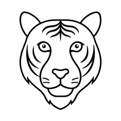 tiger face monoline  detailed stripes vector line art 