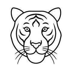 tiger face monoline  detailed stripes vector line art 
