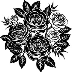 Vintage floral illustration with a seamless black and white rose pattern, a beautiful nature-inspired design element