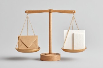 Balancing a Book and Acceptance Letter on a Wooden Scale to Symbolize Academic Decisions and Choices