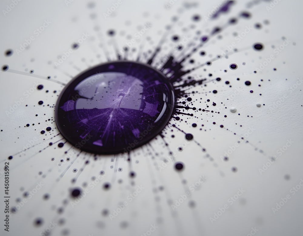 Poster ink drop explosion on paper, macro photography reveals intricate details, a captivating abstract ima