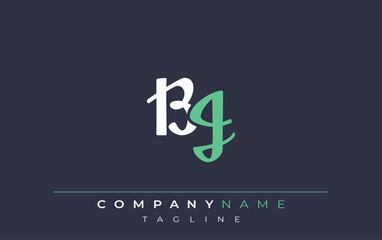 Elegant Stylized BJ Lettering Design. Stylish Modern Logo featuring Monogram Letters in White and Teal Shade