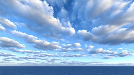 Obraz premium Cloudscape over calm ocean; serene background image for travel brochures
