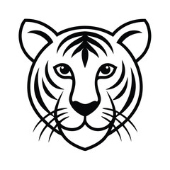 tiger face symmetrical bold vector line art