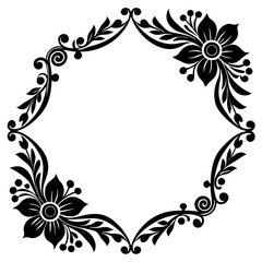 Abstract floral frame with flower and butterfly design shows nature's ornate vector art