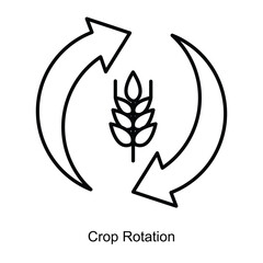 Vector icon for Crop Rotation and Sustainable Farming Techniques. Circular design with arrows showcasing crop diversity for improved yield and soil conservation.