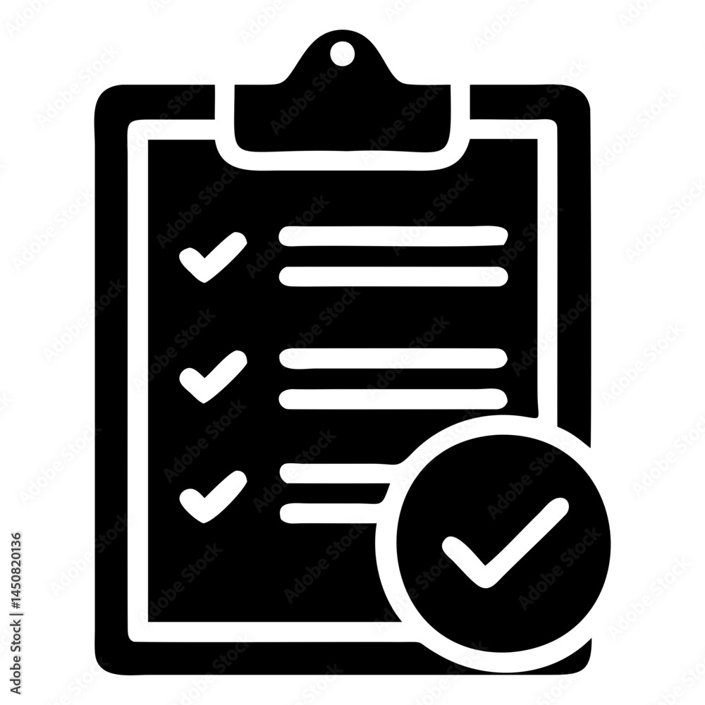 Poster checklist clipboard task management to do list vector icon for business and project completed succes